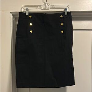 Ann Taylor Black Pencil Skirt with Gold Buttons